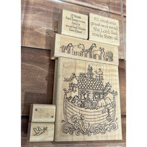 Stampin' Up! Noah & Co Noahs Ark Wood Mounted Stamp set of 6 Bible two by two